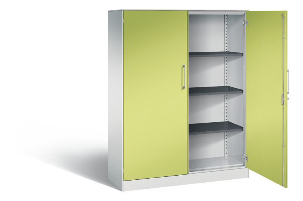 C+P dubbeldeurs kast Asisto, H1635xB1200xD435mm, kleur: lichtgrijs / virid groen, beugelgreep, 4 niveaus, 141011-000 S10063