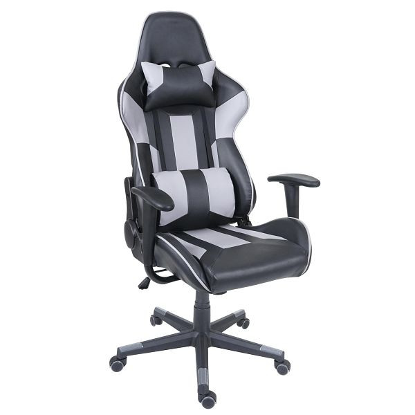 Mendler HWC-F84 bureaustoel, bureaustoel, gamestoel, directiestoel, bureaustoel, kunstleer, zwart/grijs, 70541