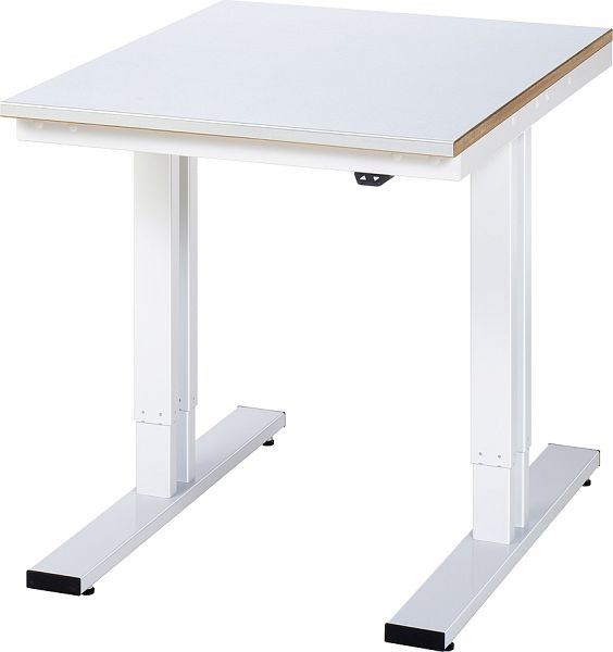 RAU werktafel serie adlatus 300 (elektrisch in hoogte verstelbaar), werkblad met plaatstalen bekleding, 750x720-1120x1000 mm, 08-WT-075-100-S