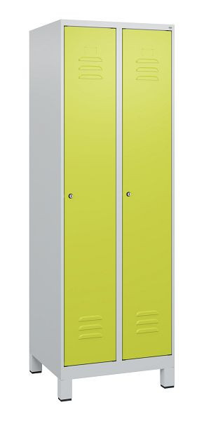 C+P luierkastje Classic PLUS met middenwand, voeten, 2 vakken, 1800x600x500mm, 7035/0024, cilindersloten, 0800107-20F S10025