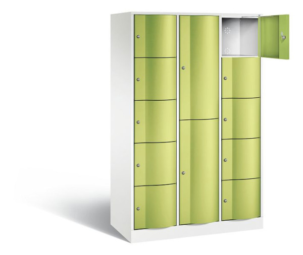 C+P combinatie lockerkast Resisto, H1950xB1148xD540mm, kleur: verkeerswit / virid green, 8070-3721 S10035