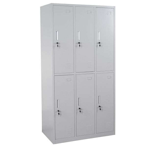 Mendler locker Boston T829, lockerkast locker voor waardevolle spullen, metaal 6 vakken, grijs, 54028