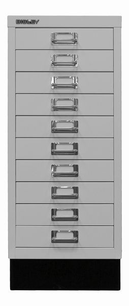 Bisley MultiDrawer™, 29-serie met onderstel, DIN A4, 10 laden, lichtgrijs, L2910S645