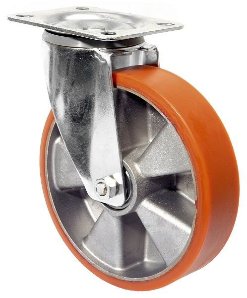 BS-rollen transportrol, wielbreedte 50 mm, wiel-Ø 200 mm, draagvermogen 300 kg, loopvlak gegoten polyurethaan, wiellichaam aluminium, kogellagers, L400.B90.200