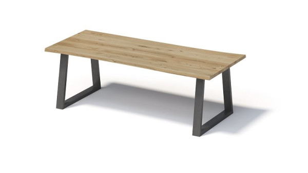 Bisley Fortis tafel naturel, 2400 x 1000 mm, natuurlijke boomrand, geolied oppervlak, T-frame, oppervlak: natuurlijk / frame: blank staal, FN2410TP303