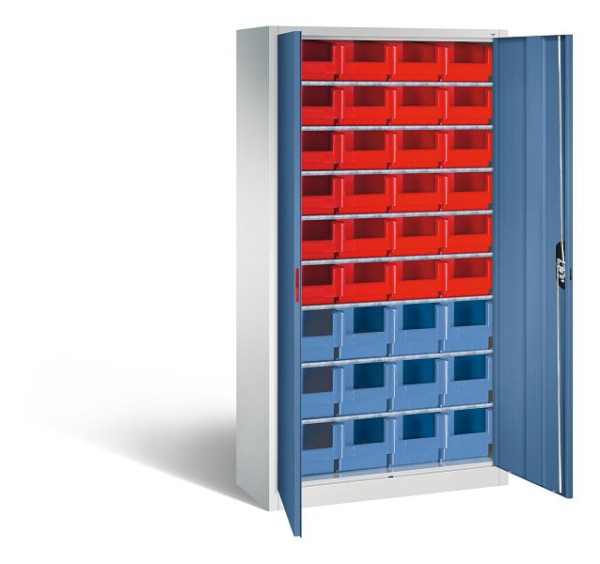 C+P tijdschriftenkast serie 13, H1980xB1000xD420mm, kleur: lichtgrijs / verre blauw, verzonken handgreep, 133144-23 S10050