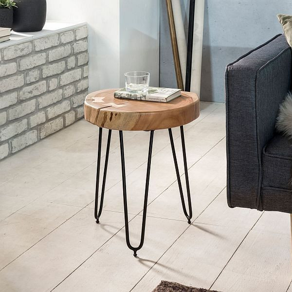 Wohnling massief houten acacia bijzettafel BAGLI 30 x 30 cm, massief, echt hout, boomrand, WL1.547