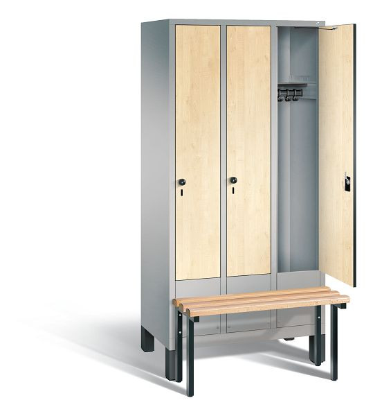 C+P Evolo garderobe, H1850xW900xD815mm, kleur: wit aluminium / Donau esdoorn decor, 48030-30 S10198