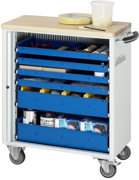 RAU gereedschapswagen serie adlatus model 7255, B725 x D400 x H860 mm, inclusief massief beukenhouten werkblad, 02-7255B.11