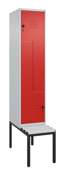 C+P Z-Spind Classic PLUS, met onderbank, 2 vakken, 2120x400x815mm, 7035/3020, draaigrendel, 0800537-122 S10032