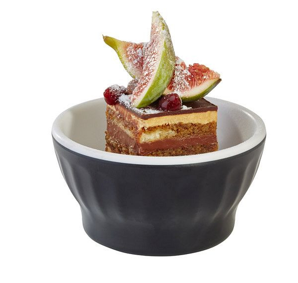 APS schaal -MINI-, Ø 8 cm, hoogte: 4 cm, melamine, binnenkant: wit, buitenkant: zwart, VE 12, 84217