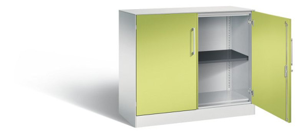 C+P dressoir met vleugeldeuren Asisto, H915xB1000xD435mm, kleur: lichtgrijs / virid green, beugelgreep, 2 niveaus, 141052-000 S10173