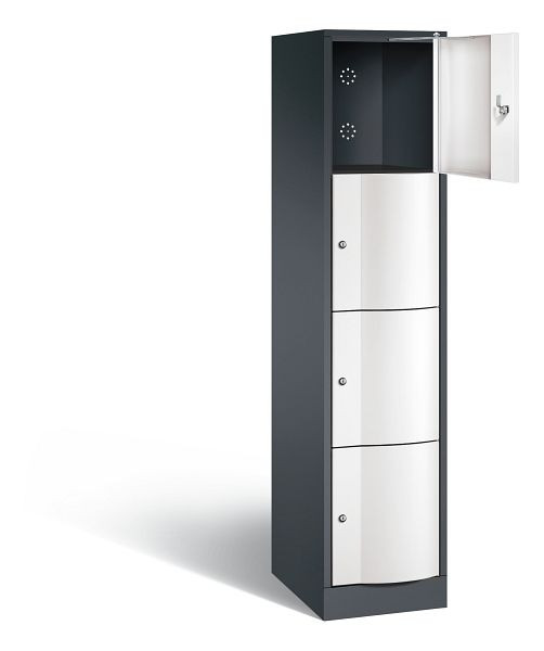 C+P lockerkast Resisto, H1950xB396xD540mm, kleur: zwartgrijs / verkeerswit, 8470-172 S10051