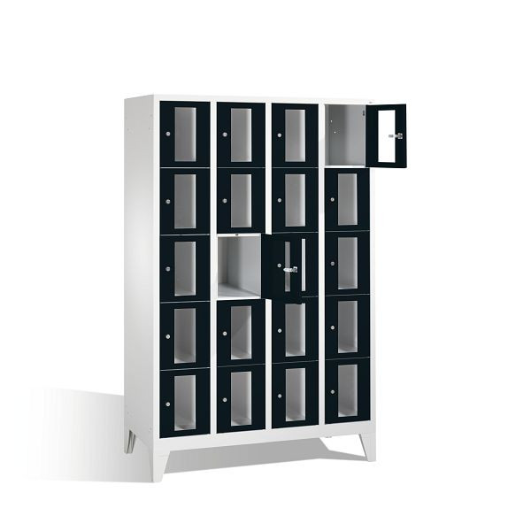 C+P lockerkast Classic, H1850xB1190xD500mm, kleur: lichtgrijs / zwartgrijs, 8010A405 S10005