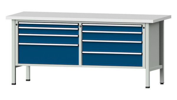 ANKE werkbanken kistwerkbank, model 144 VX, 2000 x 800 x 890 mm, RAL 7035/5010, KSP 40 mm, 330.165