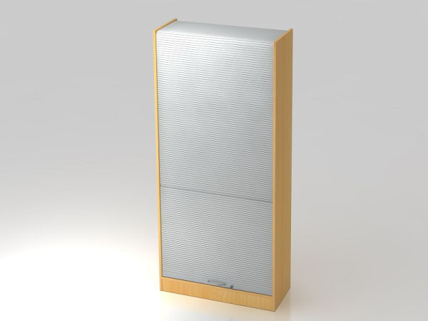 Hammerbacher rolluikkast verticaal 90cm, 5OH gebogen handgreep beuken/zilver, 90x40x200,4 cm (BxDxH), VSET90/6/S/BM
