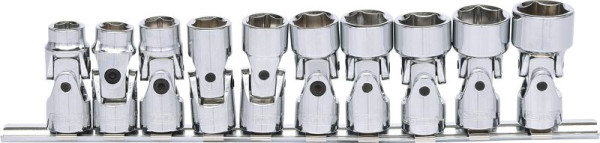 KS Tools 3/8" CHROMEplus zeskant dopsleutelset met scharnier, 10 stuks 10-19mm, 911.3840