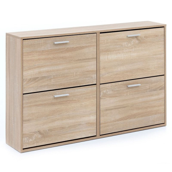 Wohnling schoenenkast modern 120 x 81 x 24 cm hout, Sonoma 4 vakken, WL5.828