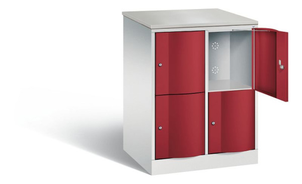 C+P XL lockerkast Resisto, H1077xW772xD640mm, kleur: lichtgrijs/robijnrood, 8472-273 S10048