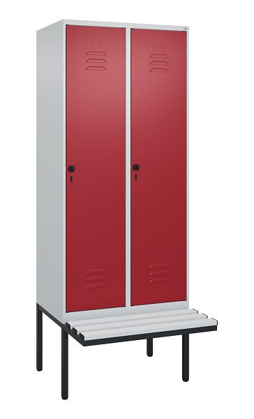 C+P Umkleidespind Classic PLUS, 2 Abteile, 2120x800x815mm, 7035/3003, Drehriegel, 0800407-22 S10031
