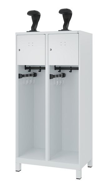 C+P brandweerkast Evolo, model YOUNGSTER, 2 compartimenten, H1530B800T500 mm, lichtgrijs, sokkel, 0490015-22 S10012