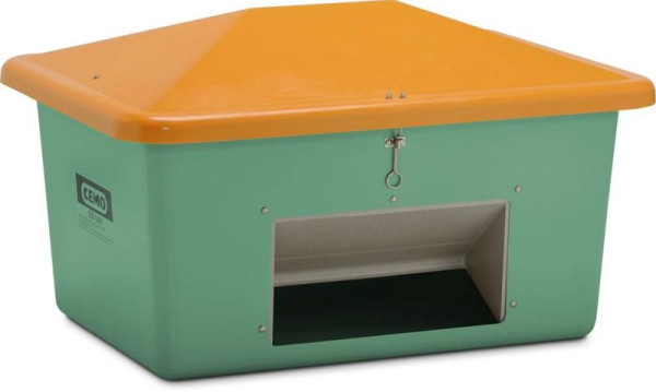 Cemo gritcontainer 550 l met uitname, groen/oranje, 10838