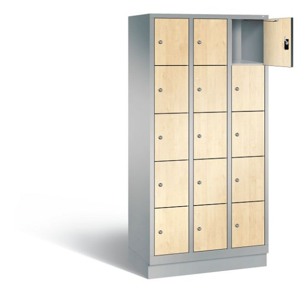 C+P lockerkast Evolo, H1800xB900xD500mm, kleur: wit aluminium / Donau esdoorn decor, 48020-305 S10263