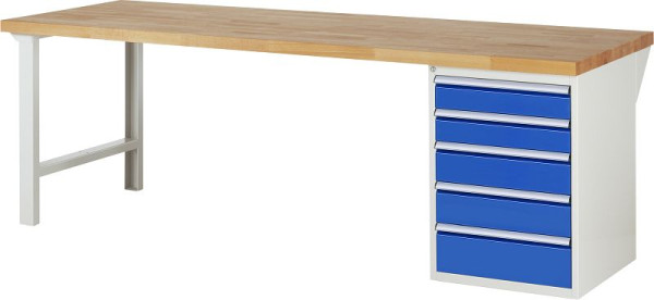 RAU werkbank serie 7000 - modulair ontwerp, onderbouwbak (5x laden), 2500x840x900 mm, 03-7513A1-259B4S.11