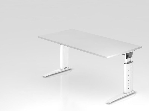 Hammerbacher bureau C-poot 160x80cm wit/wit, werkhoogte 68-86 cm verstelbaar, VUS16/W/W