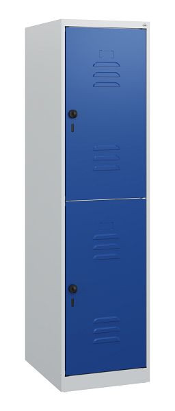 C+P Doppelstöckiger Spind Classic PLUS, 1530x400x500mm, 7035/5010, Drehriegel, 0803005-12 S10003