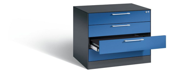 C+P archiefkast Asisto, H710xB800xD600mm, kleur: zwartgrijs / gentiaanblauw, beugelgreep, 146273-424 S10006