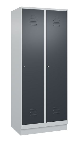 C+P luierkluis Classic PLUS, onderbouw, 2 vakken, 1950x800x500mm, 7035/7016, cilindersloten, 080020-22 S10023