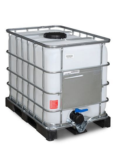 DENIOS IBC Container, PE-Palette, 600 l, Öffnung NW225, Auslauf NW80, 266152