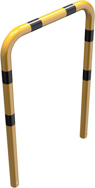 Schak-stootbeschermstang stalen buis Ø 76 mm geel/zwart, totale breedte: 1000 mm, hoogte boven de grond: 1150 mm, voor inzetting in beton, 477_09BG