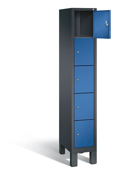 C+P lockerkast Evolo, H1850xB320xD500mm, kleur: zwartgrijs / gentiaanblauw, 48010-105 S10090