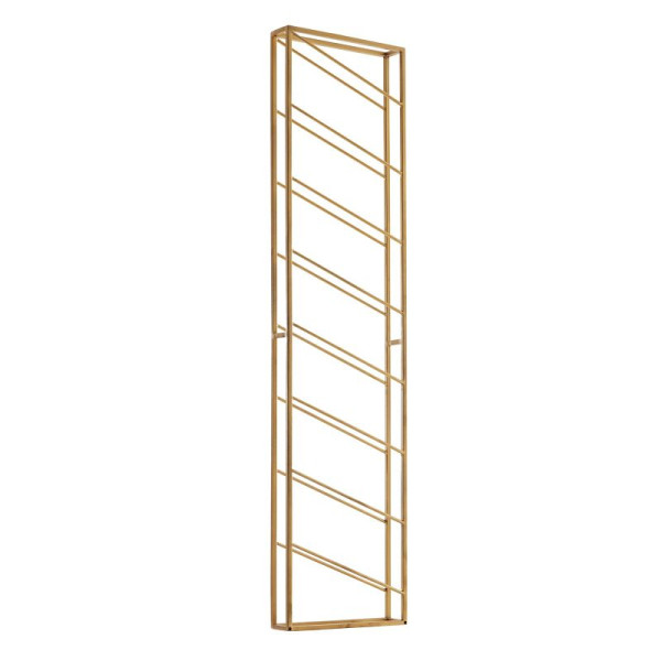 Wohnling wijnrek wand metaal goud 36x150x8 cm groot voor 8 flessen, design wandplank voor de keuken, flessenrek hangend smal wandmontage, WL6.687