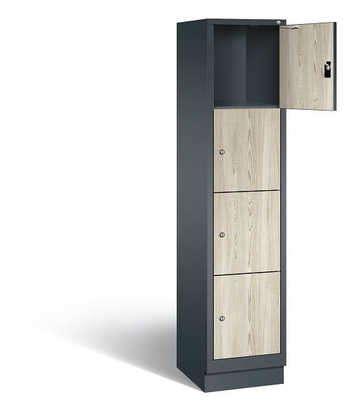 C+P lockerkast Evolo, H1800xB420xD500mm, kleur: antracietgrijs / decor Sen-ash, 48020-124 S10149