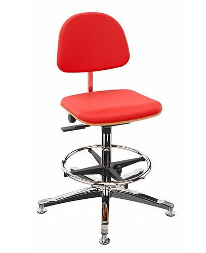 Dauphin werkstoel rood gestoffeerd, aluminium onderstel, vloerglijders, voetring, 266904