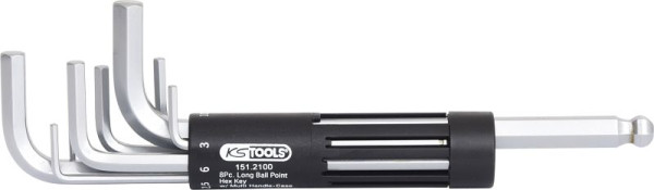 KS Tools 3 in 1 inbussleutelset, 8-delig lang, kogelkop, 151.2100