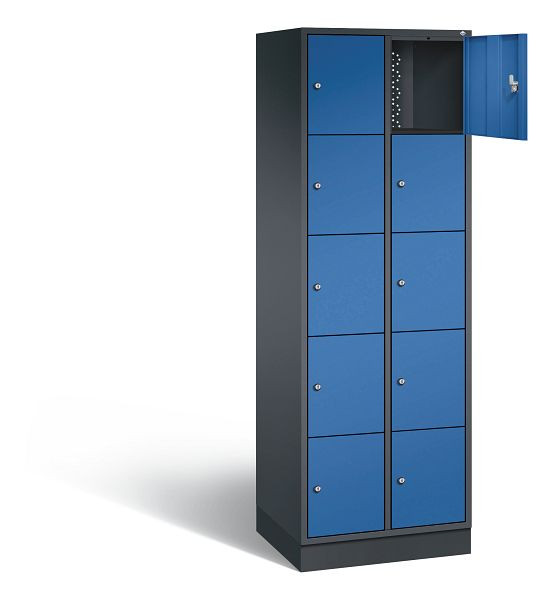 C+P lockerkast Intro, H1950xB620xD490mm, kleur: zwartgrijs / gentiaanblauw, 8570-201 S10034