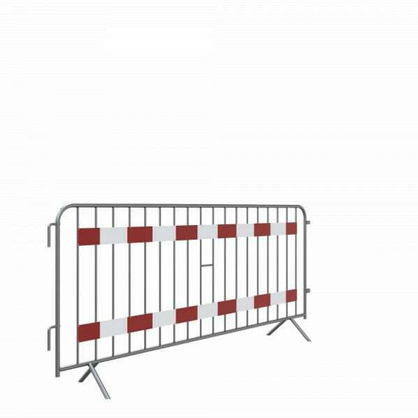 Schakebarrière type E, gemaakt van 25 mm stalen buis, met twee 100 mm voelstrips, rood/witte folie, type RA2/B, 419_020E2