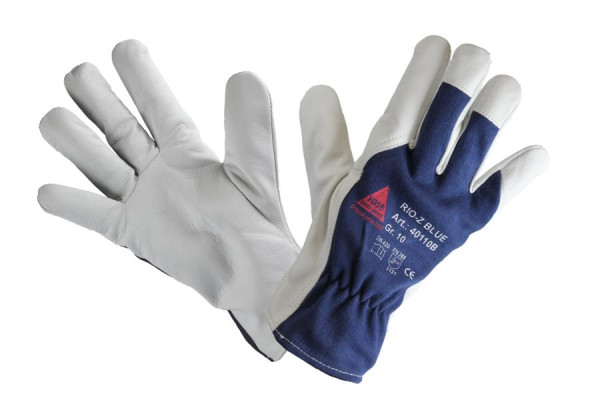 Hase Safety RIO-Z-BLUE, 5-Fg.-Sicherheitshandschuhe aus Nappaleder, Größe: 8, VE: 10 Paar, 40110B-8