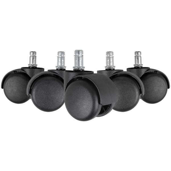 Amstyle set van 5 geremde zachte vloerwielen voor bureaustoelen 11 mm pen / diameter 50 mm, SPM1.914
