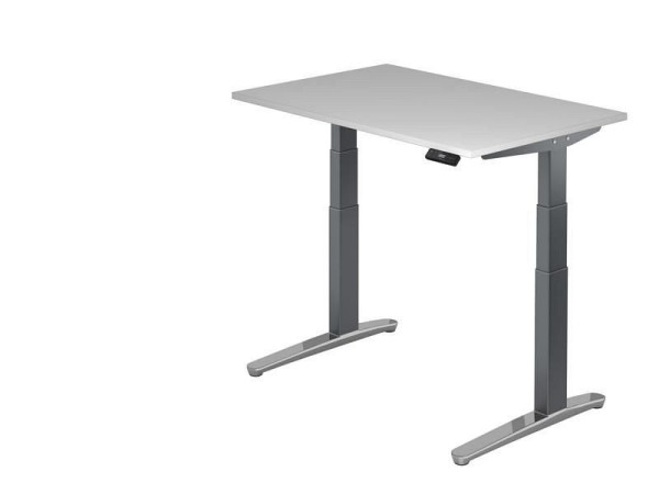Hammerbacher elektrisch zit-sta bureau 120x80cm wit/grafiet, gepolijst, rechthoekige vorm, VXBHM12/W/GC