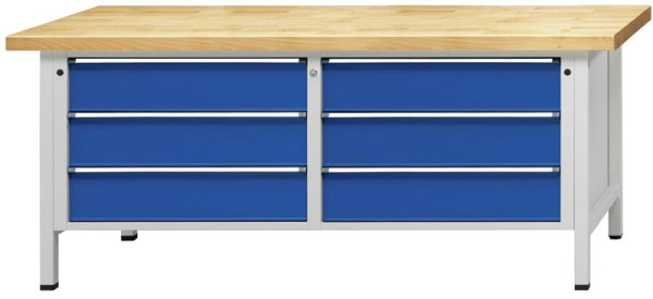 ANKE kastwerkbank; 2000x800mm; XL-formaat laden 750x600 mm; 3 laden links; Rechts 3 laden