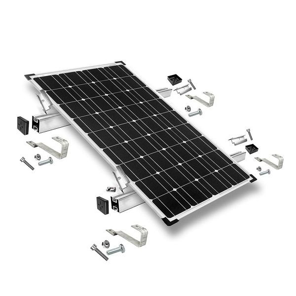 Offgridtec montageset met platte dakhaak voor montage op schuin dak 1 zonnepaneelframe hoogte 35 mm, 8-01-013770-002