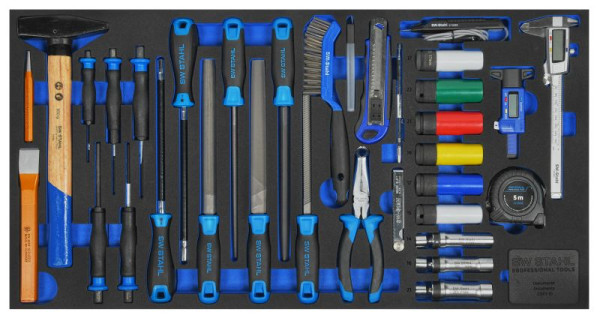 SW-Stahl werkplaatswagen assortiment, algemeen handgereedschap, 34 stuks, Z3011-10