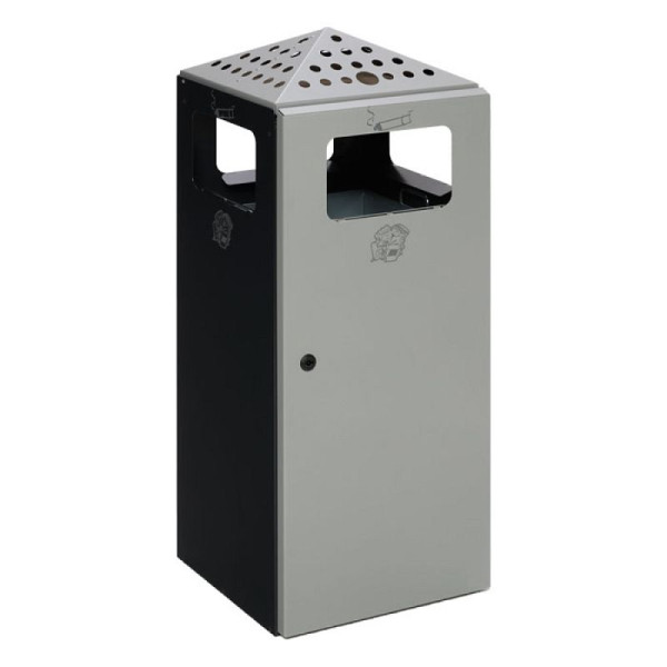 Stein HGS HGS combi asbak/afvalcontainer -Cubo Fabio- 80 liter van plaatstaal, afsluitbaar, 15964