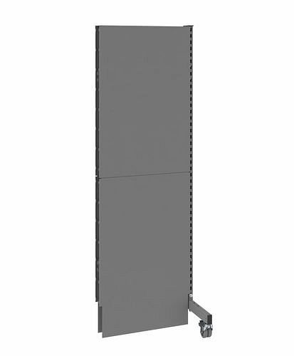 DENIOS mobiele akoestische scheidingswand, opzetpaneel, B 625, H 2000 mm, eenzijdige akoestische geperforeerde plaat, grijs, 293074
