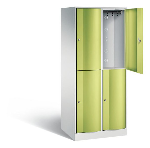C+P locker dubbeldekker XL Resisto, H1950xW772xD640mm, kleur: lichtgrijs / virid groen, 8270-273 S10085